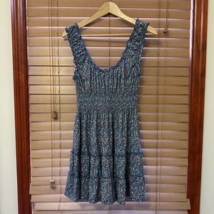 Urban Outfitters Blue Ditsy Smocked Dress